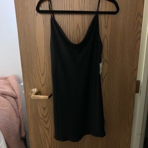 Satin mini dress with cowl neck